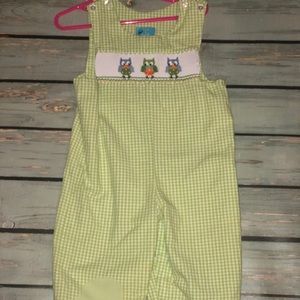 Claire & Charlie Smocked Owl Longall - EUC!